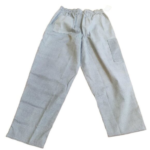 Chef Pants Black & White Houndstooth Unisex Elastic Waist Two Large Pockets - Picture 3 of 5